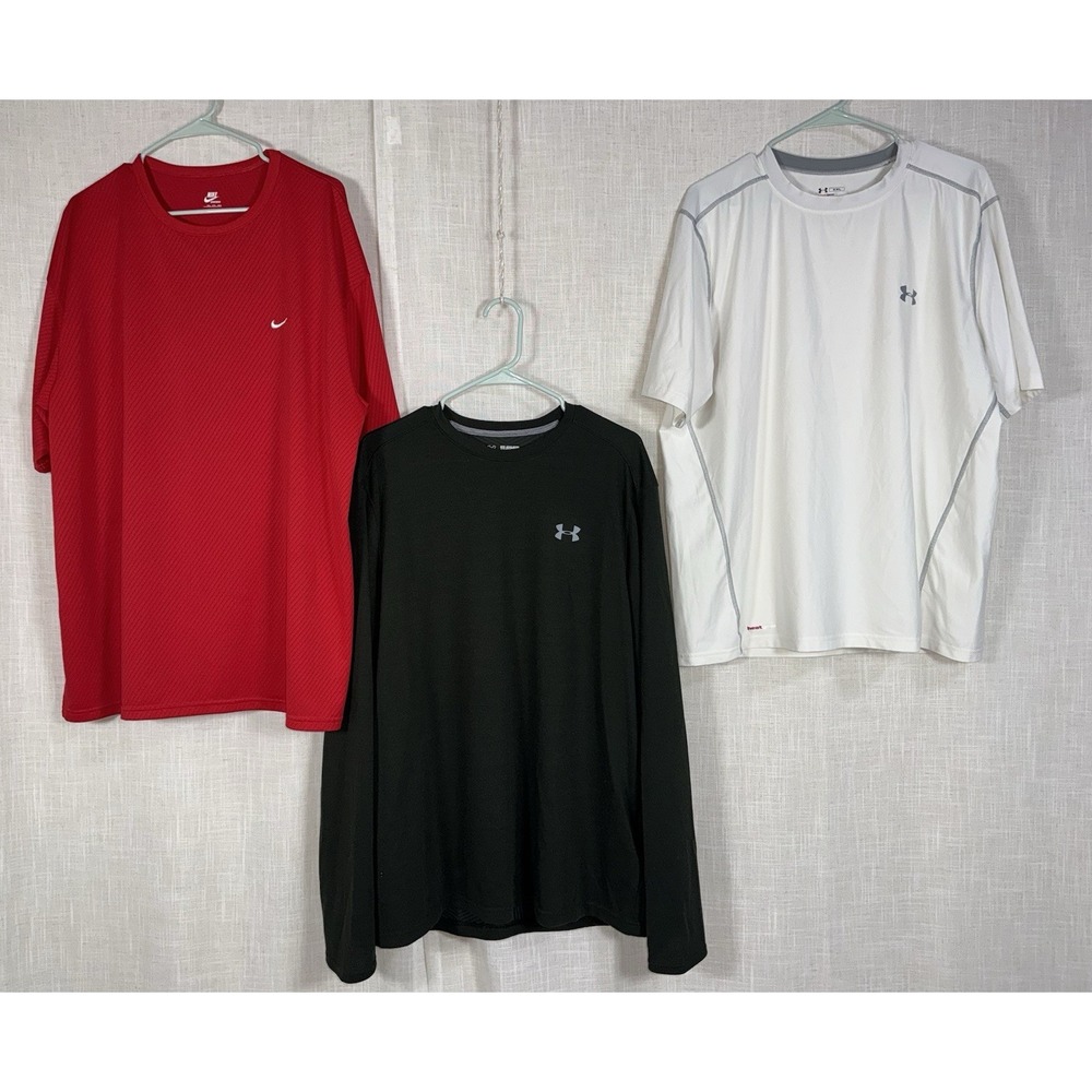 Under Armour UA Nike Men's Sz XXL Long & Short Sleeve Shirt T-Shirt Lot of 3 2XL